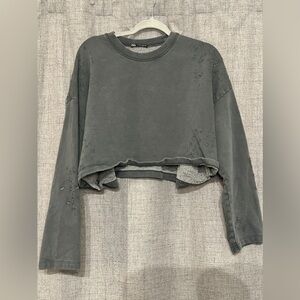 Zara Charcoal Embroidered Sweatshirt